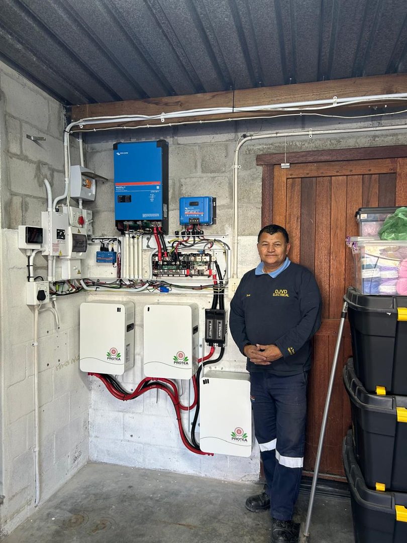 Victron inverter and Protea battery backup system installed by DJVD